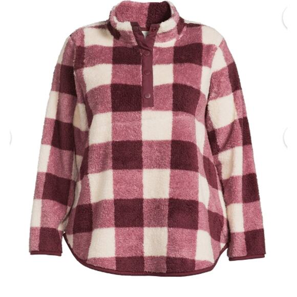 Terra & Sky Women’s Plus Size Quarter Snap Faux Sherpa Pullover, SIZE 1XL, 16-18 - Picture 4 of 7